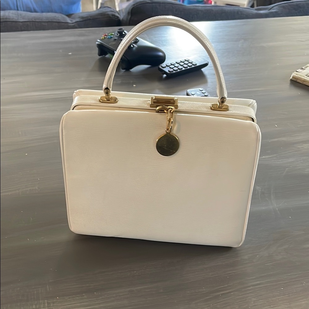 1960’s Morris Moskowitz White Snakeskin Handbag